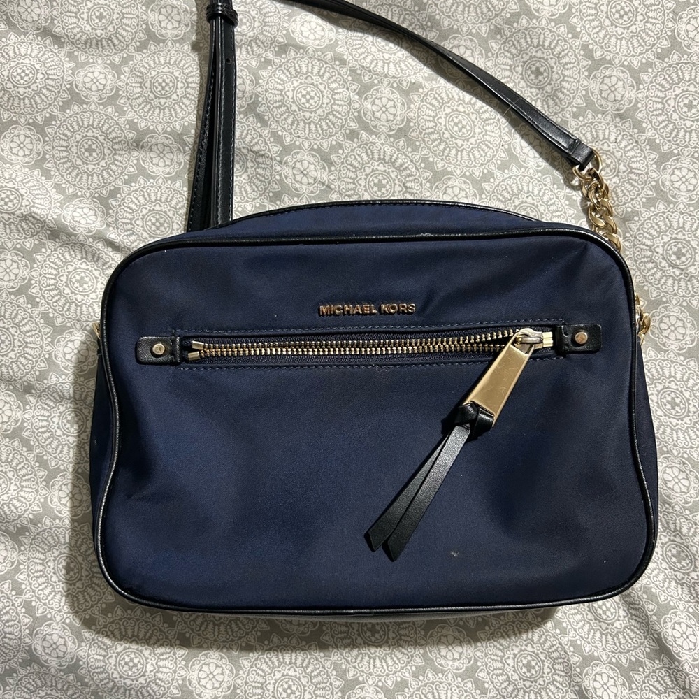 Michael Kors Navy Crossbody with Gold-Tone Accents